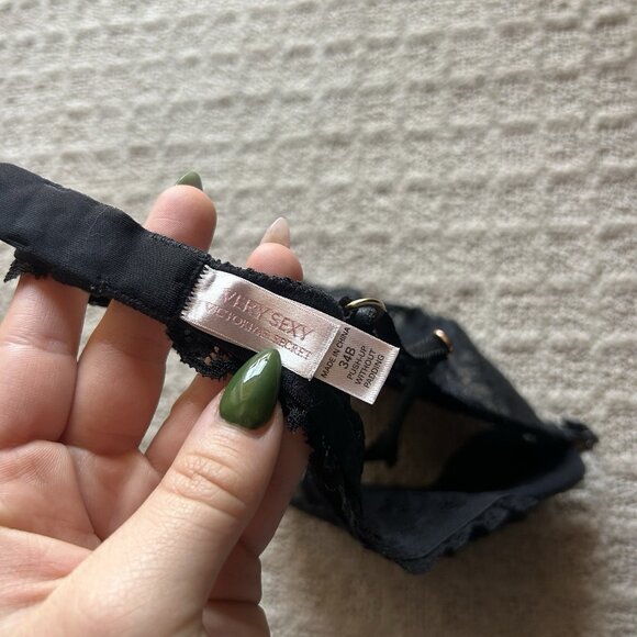 Victoria’s Secret Womens Size 34B Very Sexy Black Tan Lace Push Up Bra - Picture 6 of 6